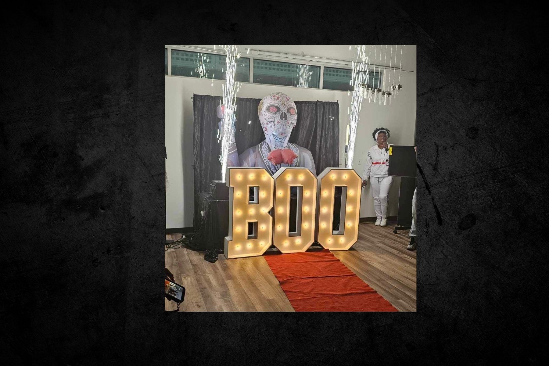 BOO Marquee Letters with cold sparklers